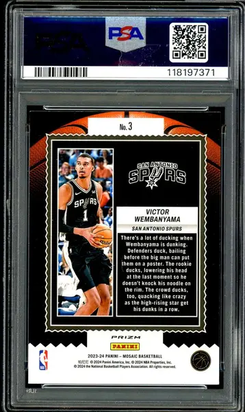 Victor Wembanyama Rookie Card 2023-24 Mosaic Jam Masters Green #3 PSA 10