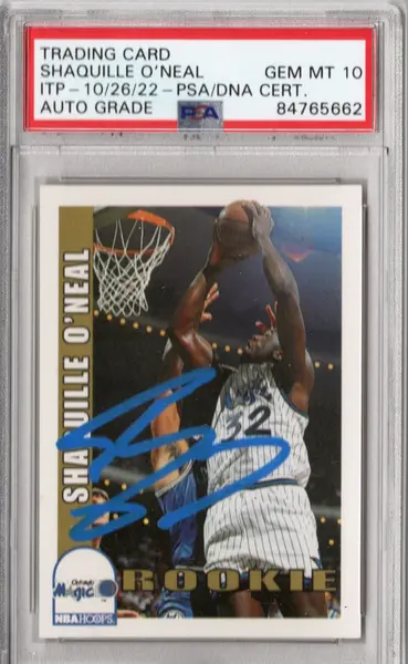 Shaquille O'Neal Autographed Orlando Magic Encapsulated 1992 NBA Hoops #442 Rookie Trading Card PSA ITP AUTO GRADE GEM. MT 10
