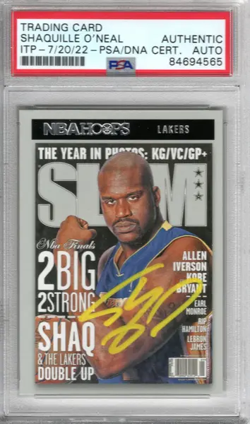 Shaquille O'Neal Autographed Lakers Encapsulated 2020 Panini Slam NBA Hoops Trading Card PSA ITP AUTHENTIC AUTO