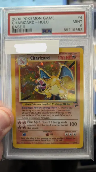 2000 POKEMON GAME BASE II CHARIZARD-HOLO BASE II #4 PSA 9