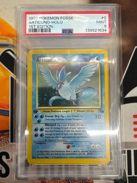 Pokémon 1st Edition Articuno Holo Fossil 2/62 PSA 9