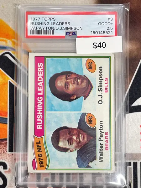 1977 Topps Football Walter Payton & O.J. Simpson 1976 NFL Rushing Leaders
