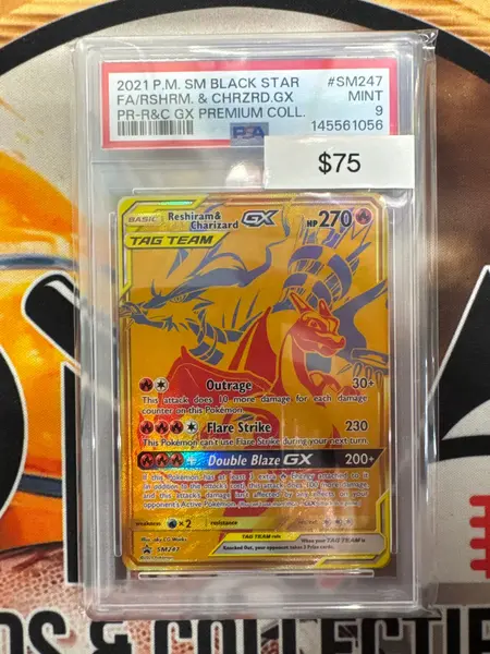 Pokémon Reshiram & Charizard GX (Promo) SM247 PSA 9