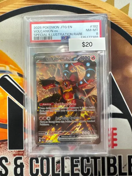 Pokemon Volcanion ex 182/159 Journey Together PSA 8