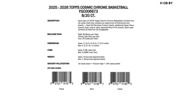 2025-26 Topps Cosmic Chrome Basketball Hobby Box