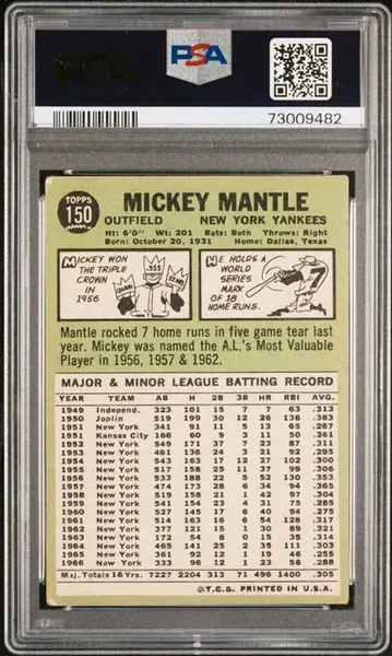 1967 Topps #150 Mickey Mantle PSA 1.5