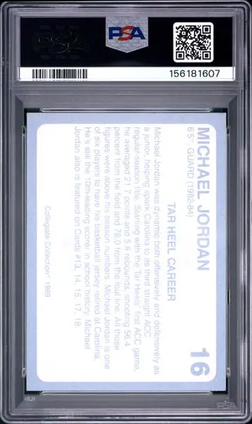 1989 North Carolina Michael Jordan Collegiate Collection #16 PSA 9