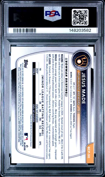 2025 Bowman Mega Box Chrome Prospects 50 Jesus Made PSA 9