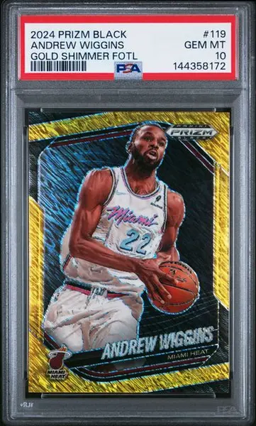 2024 Panini Prizm Black Andrew Wiggins Gold Shimmer FOTL /10 PSA 10