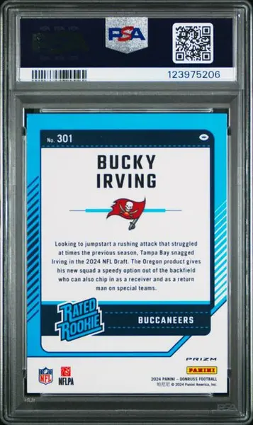 2024 Panini Donruss Bucky Irving Optic Rated Rookie Preview Red Wave #301 PSA 10