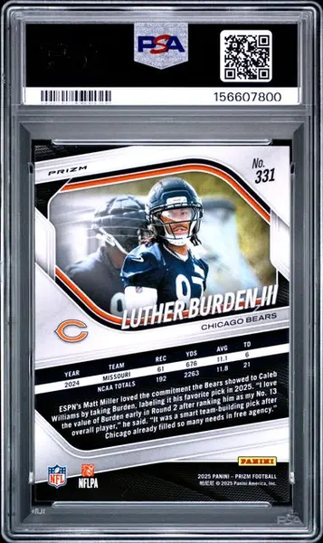 2025 Panini Prizm Luther Burden #331 Lazer Prizm PSA 10