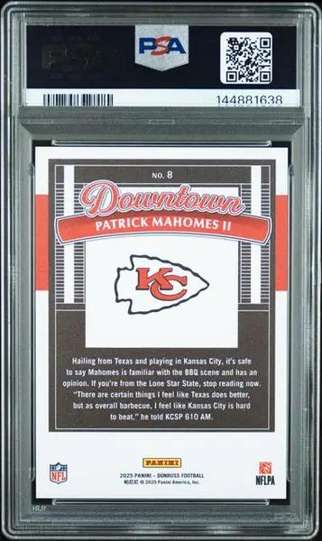2025 Panini Donruss Patrick Mahomes Downtown PSA 10