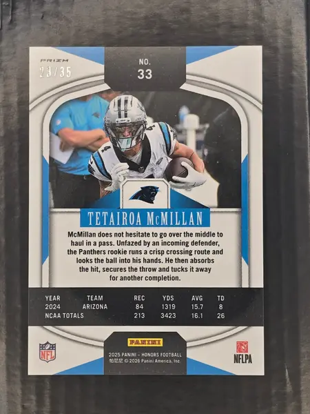 2025 Panini Honors Red #33 Tetairoa McMillan Panthers RC Rookie /35