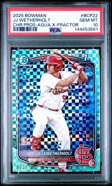 2025 Bowman Chrome Prospects JJ Wetherholt Gold Refractor BCP22