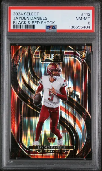 2024 Panini Select Jayden Daniels RC Black & Red Shock PSA 8