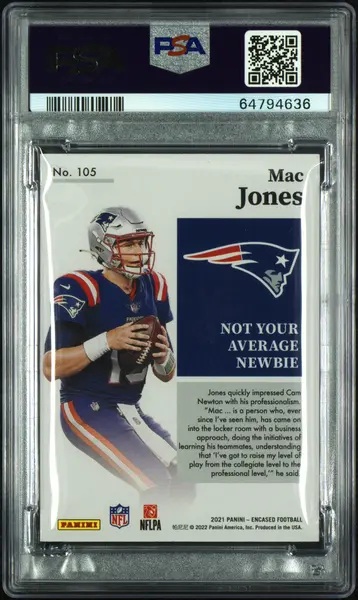 2021 Panini Encased Mac Jones #105 Gold /10 PSA 9