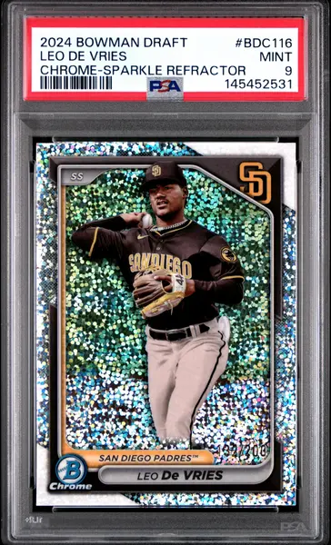 2024 Bowman Draft Bdc116 Leo De Vries Chrome-Sparkle Refractor PSA 9