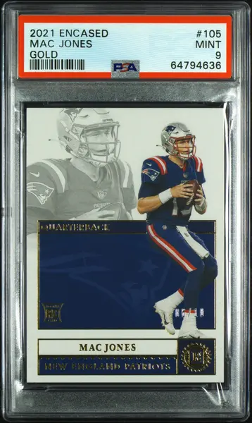 2021 Panini Encased Mac Jones #105 Gold /10 PSA 9