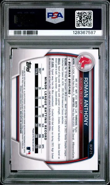 2023 Bowman Roman Anthony Chrome Prospects PSA 10