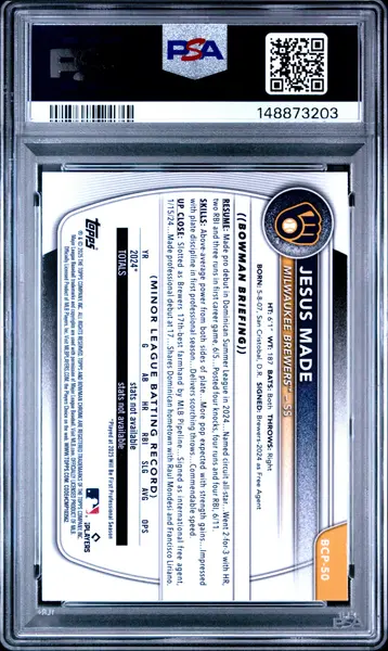 2025 Bowman Mega Box Chrome Prospects 50 Jesus Made PSA 10