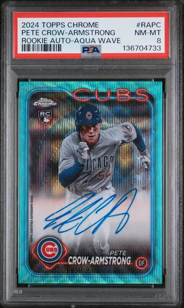 2024 Topps Chrome Pete Crow-Armstrong Rookie Autographs /199 Aqua Wave PSA 8