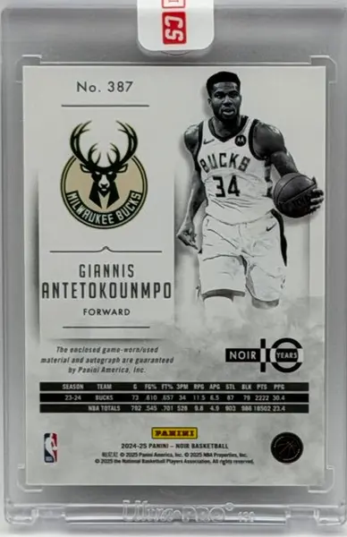 2024-25 Panini Noir Giannis Antetokounmpo Patch Auto 1/8