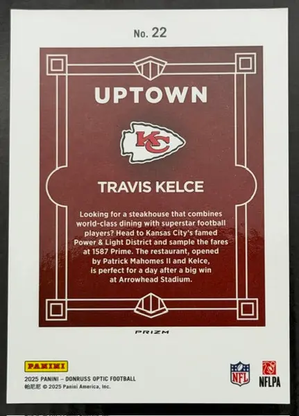 2025 Donruss Optic Travis Kelce Uptown #22