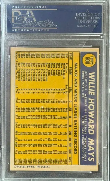 1970 Topps #600 Willie Mays PSA 7.5