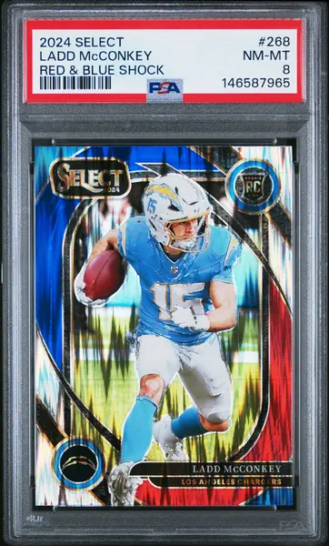 2024 Panini Select #268 Ladd Mcconkey Red & Blue Shock PSA 8