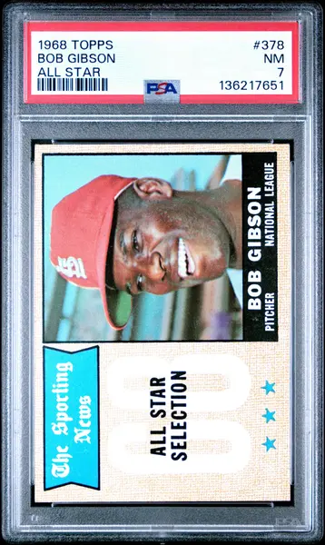 1968 Topps #378 Bob Gibson All Star PSA 7