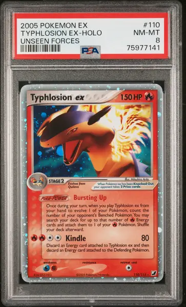 2005 Pokemon Ex Typhlosion Ex #110 Holo Unseen Forces Psa 8