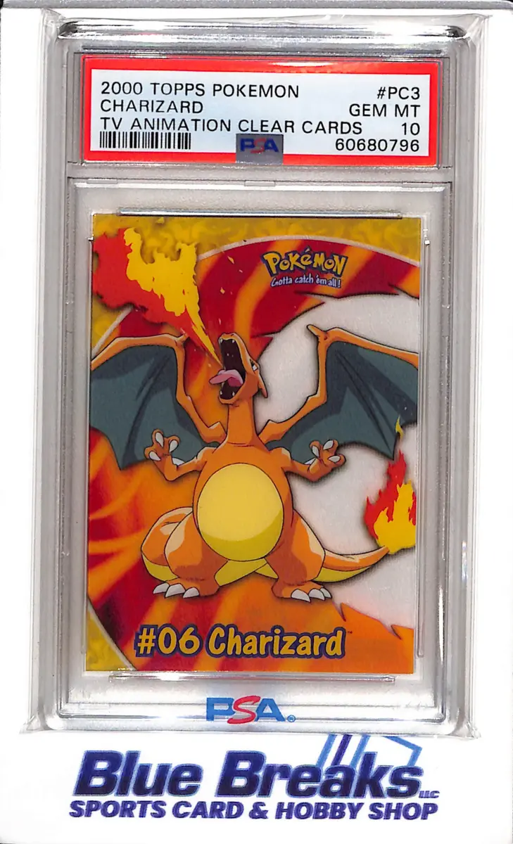 2000 Topps Pokemon - TV Animation Clear Cards - Charizard - PSA10