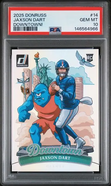 2025 Panini Donruss - Downtown! - Jaxson Dart - RC - #14 - PSA 10 - football - Giants