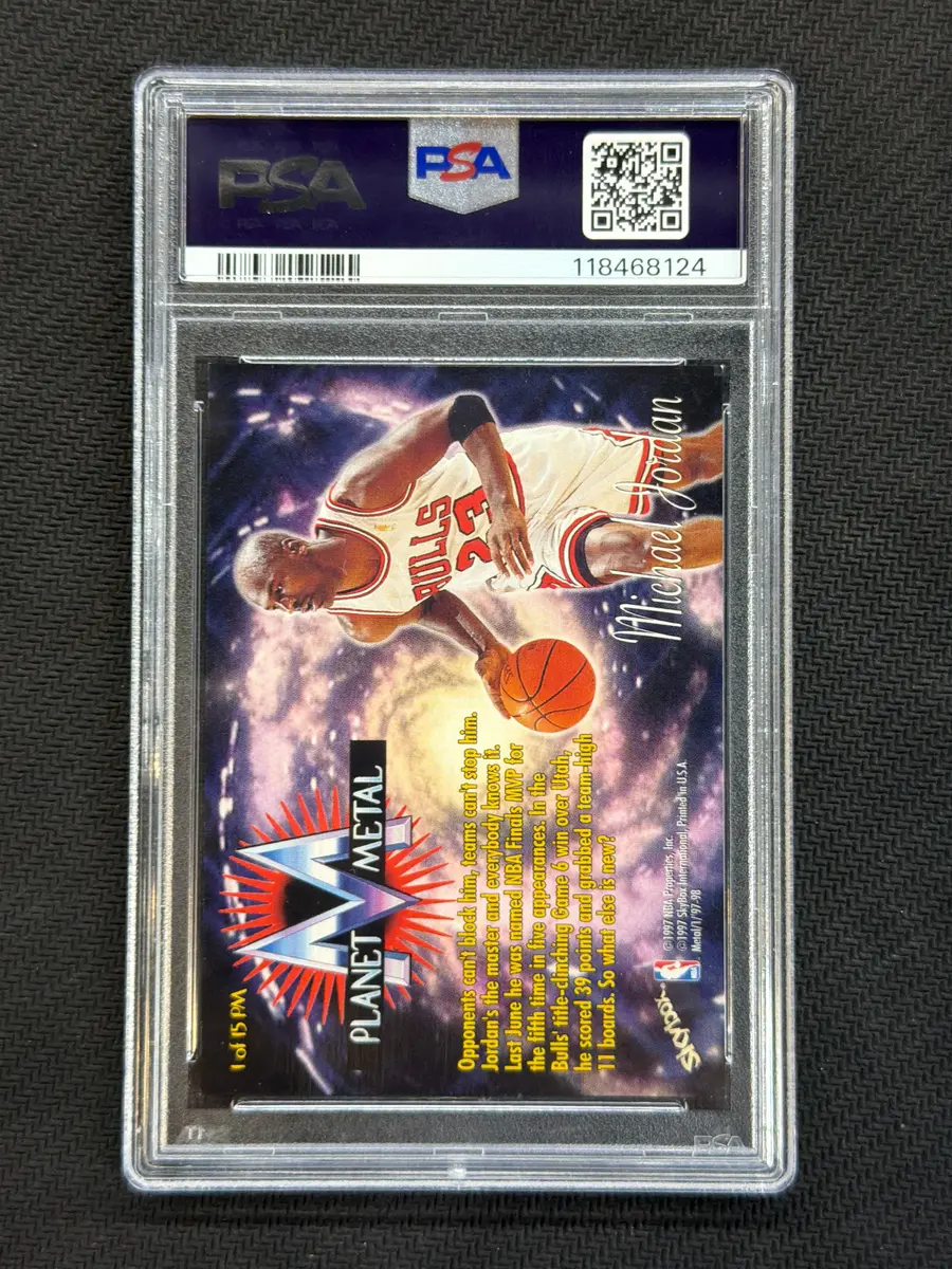 1997 Metal Universe Michael Jordan Planet Metal #1 PSA 8 Bulls 124
