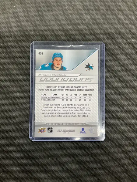 2024-25 Upper Deck Macklin Celebrini Young Guns Rookie Series 2