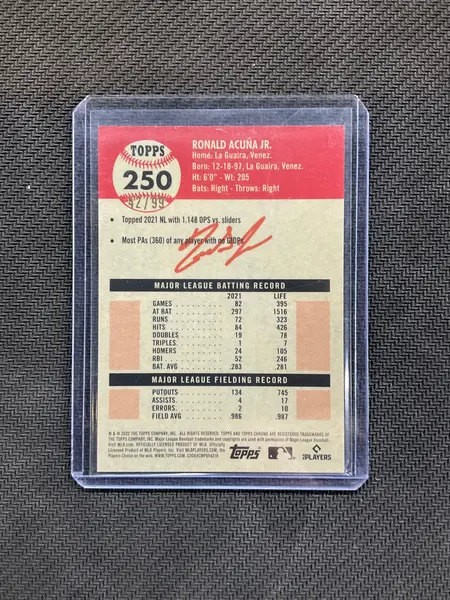 2022 Topps Platinum Ronald Acuna Jr. /99 Green Wave Braves