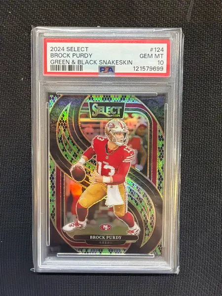 2024 Select Brock Purdy Green & Black Snakeskin /2 Premier Level PSA 10 699
