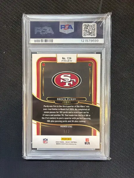 2024 Select Brock Purdy Green & Black Snakeskin /2 Premier Level PSA 10 699