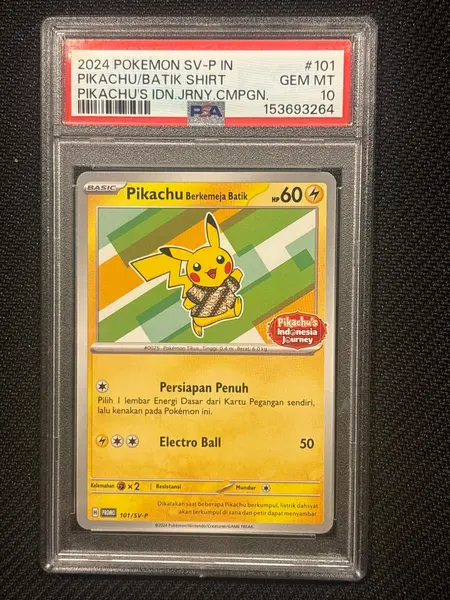 2024 Pokemon Pikachu Batik Shirt 101/SV-P PSA 10