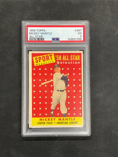 1958 Topps Mickey Mantle #487 All Star PSA 3 Yankees