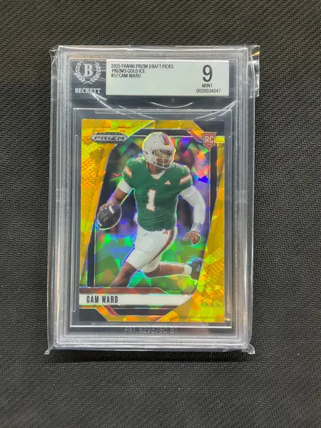 2025 Panini Prizm Draft Picks Cam Ward Gold Ice BGS 9