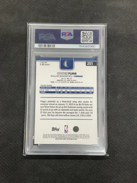 2025/26 Topps Chrome Cooper Flagg Rookie PSA 10 Mavs 360