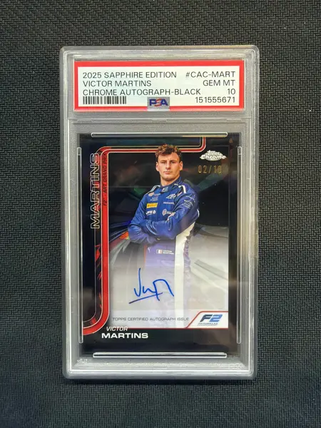 2025 Topps Chrome F1 Sapphire Victor Martins Black Auto /10 PSA 10