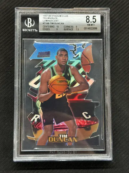 1997-98 Stadium Club Tim Duncan Triumvirate Luminescent Die-Cut BGS 8.5 Spurs
