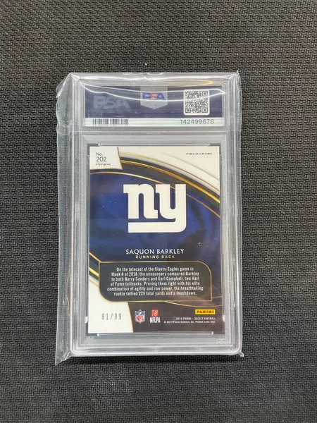 2018 Panini Select Saquon Barkley Tri-Color /99 Rookie PSA 10 Giants