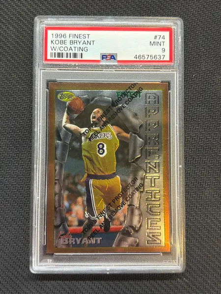 1996 Topps Finest Kobe Bryant Rookie W/Coating #74 PSA 9 637 on