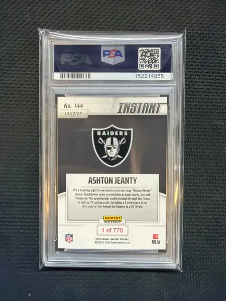 2025 Panini Instant NFL Ashton Jeanty PSA 10 855