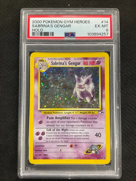 2000 Pokemon Gym Heroes Sabrina's Gengar 14 PSA 6