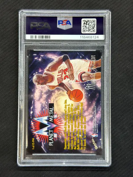 1997 Metal Universe Michael Jordan Planet Metal #1 PSA 8 Bulls 124