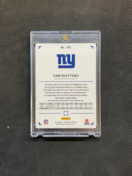 2025 Panini Photogenic Cam Skattebo Rookie Auto /25 Giants